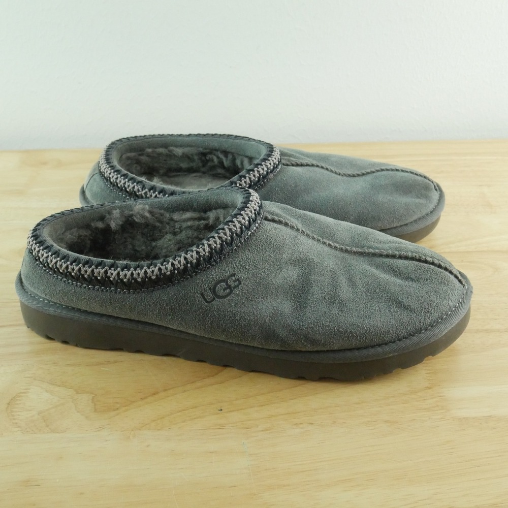 UGG Tasman Suede Slippers Grey Shearling Lined Shoes Mens 11 Slip On Comfort
